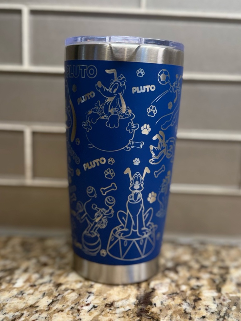 Disney blue laser-engraved Pluto-themed tumbler - Picture 2 of 8